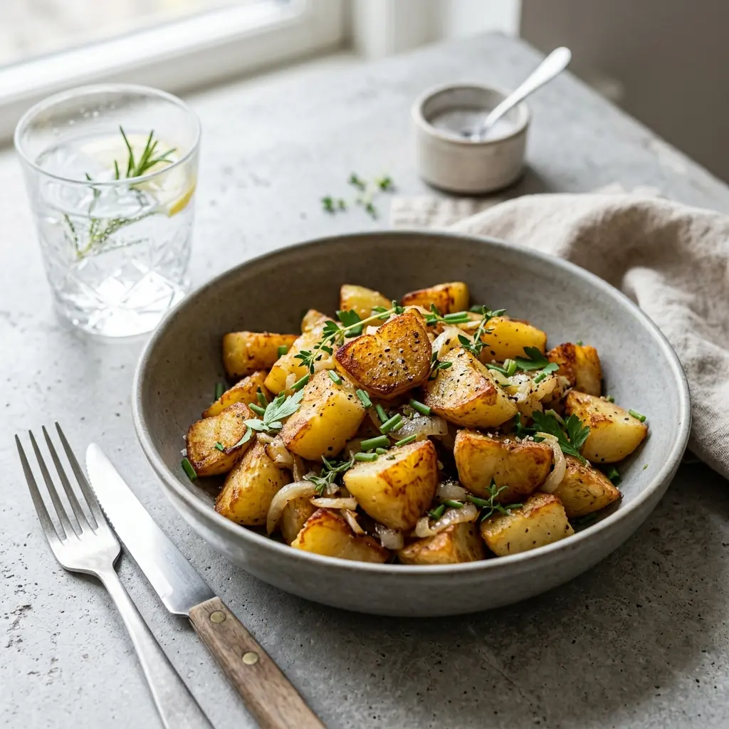 Bratkartoffeln fertig als Gericht serviert