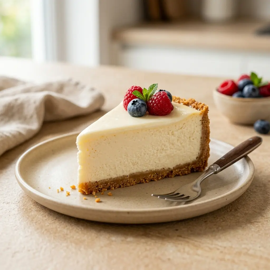 Cheesecake als süßes und hausgemachtes Dessert serviert