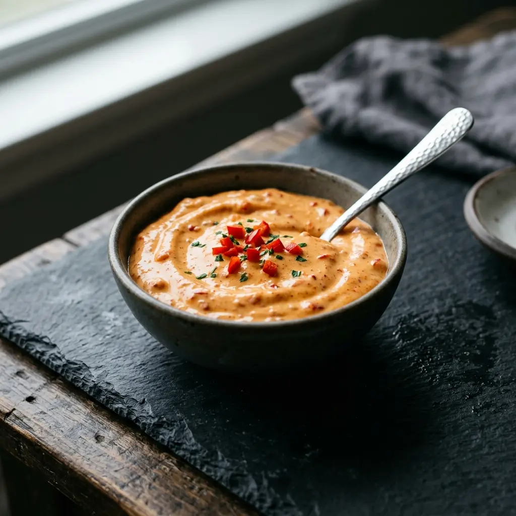 Eine Schale Chilimayo als geschmackvolle Beilage serviert