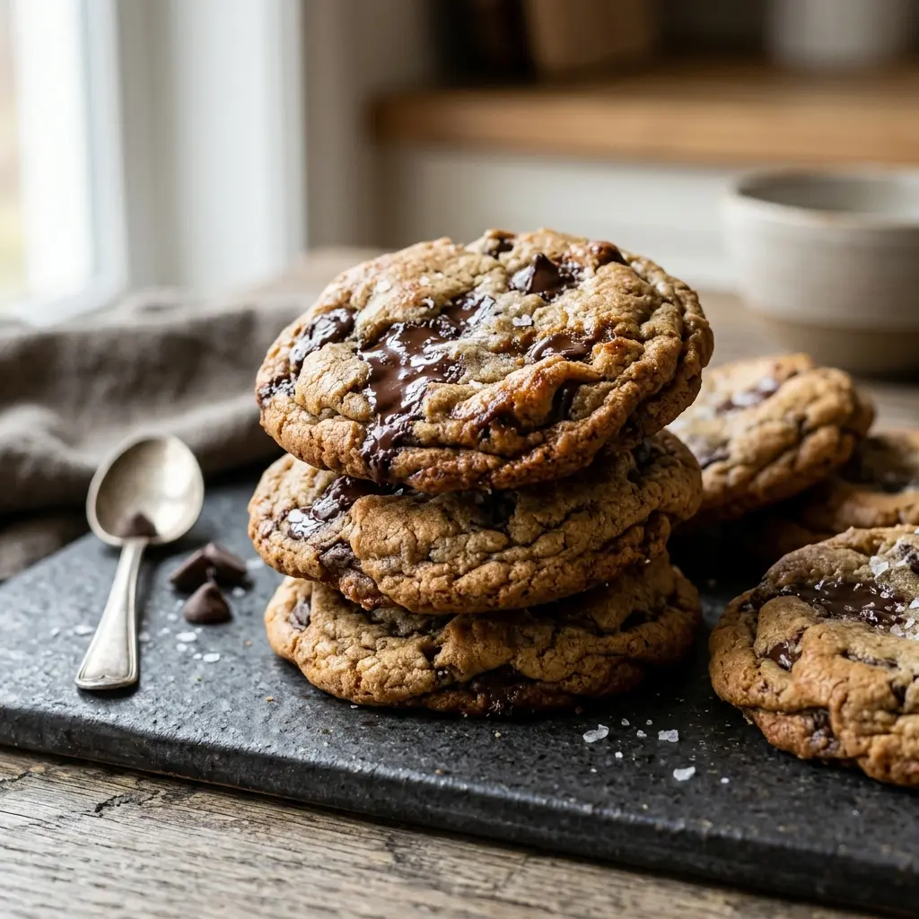 Chocolate Chip Cookies fertig als Dessert serviert