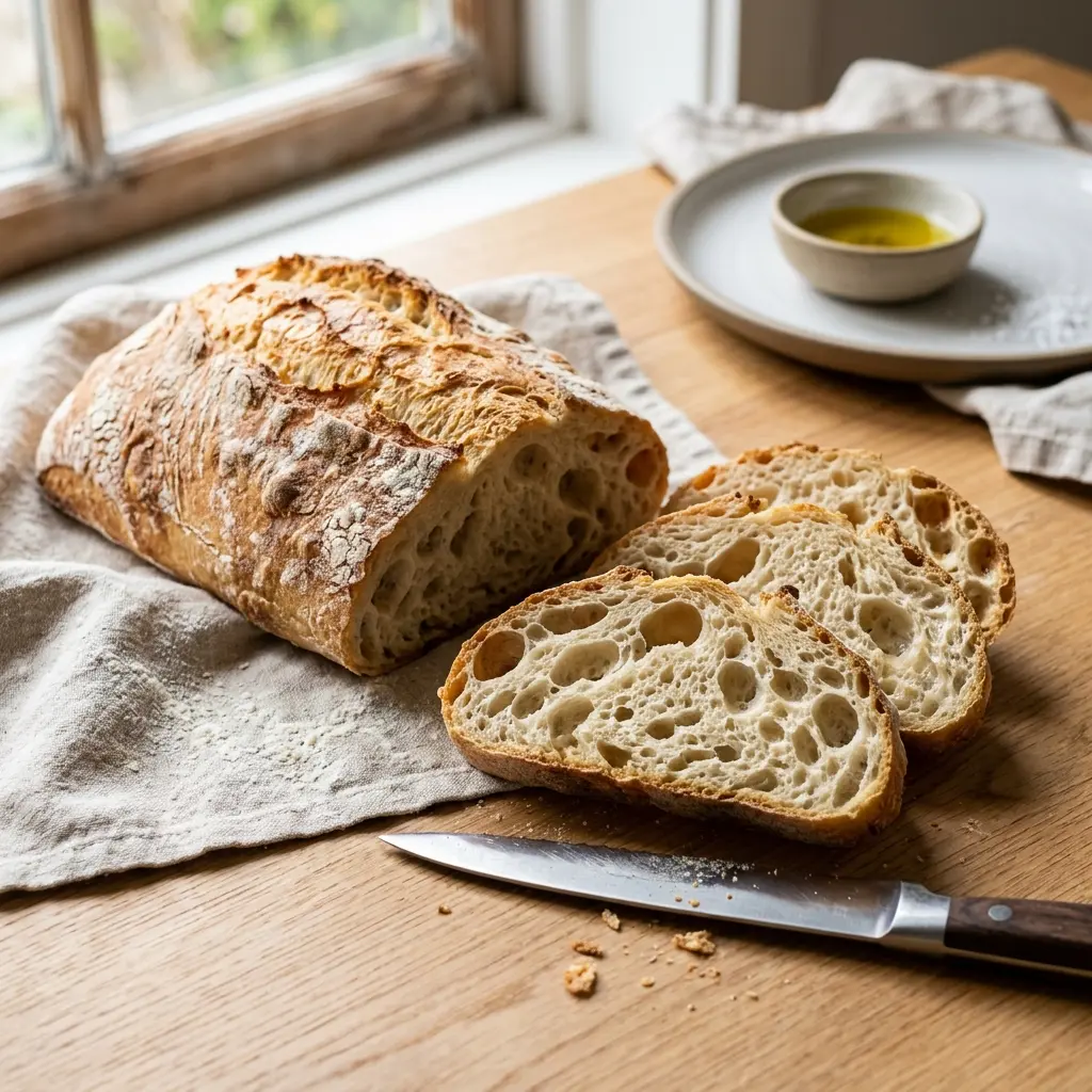Ciabatta fertig als Gericht serviert