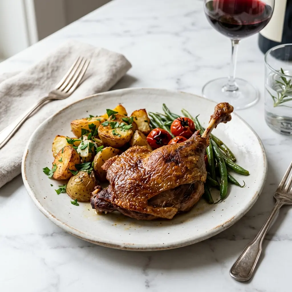Confit de canard fertig als Gericht serviert