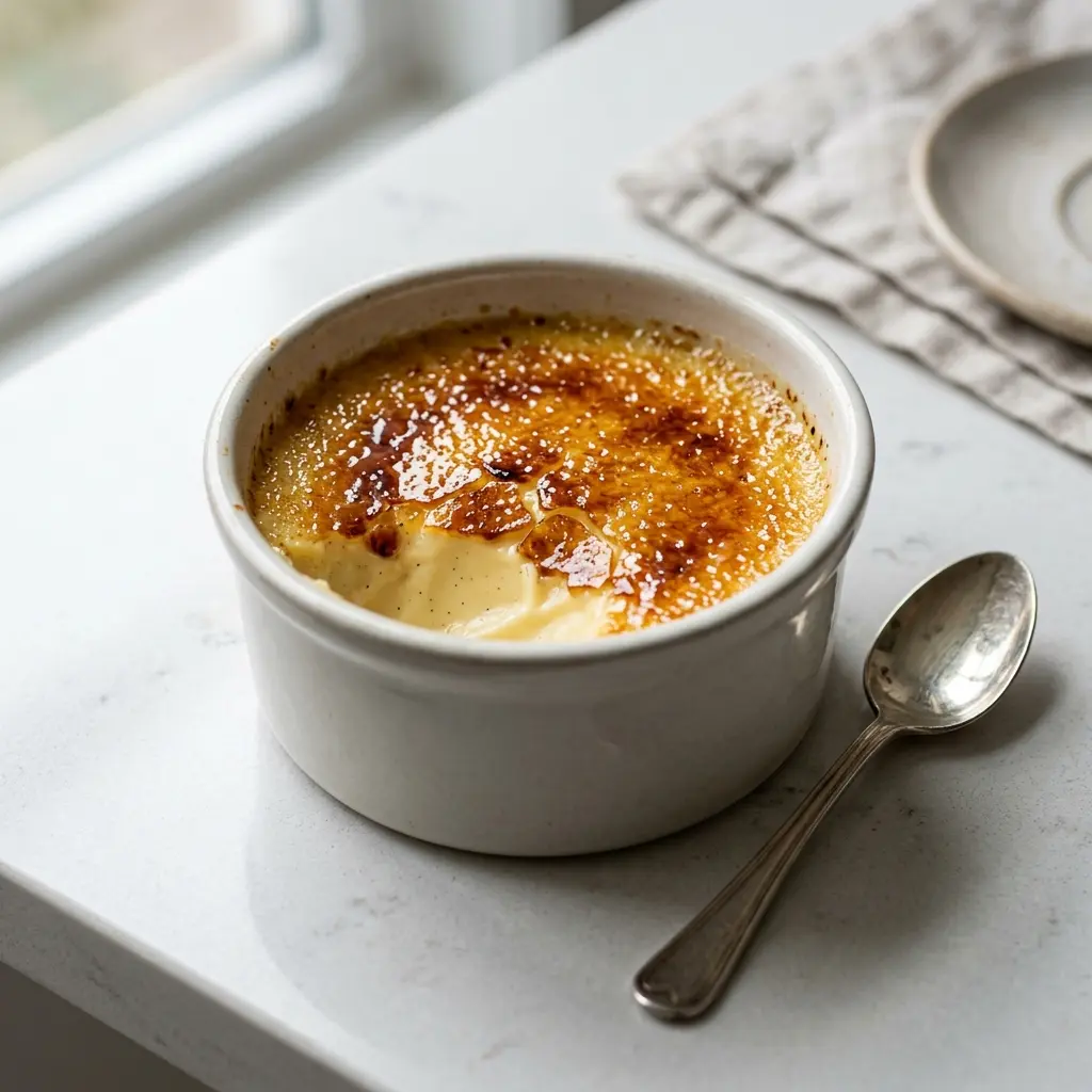 Crème brûlée fertig als Gericht serviert