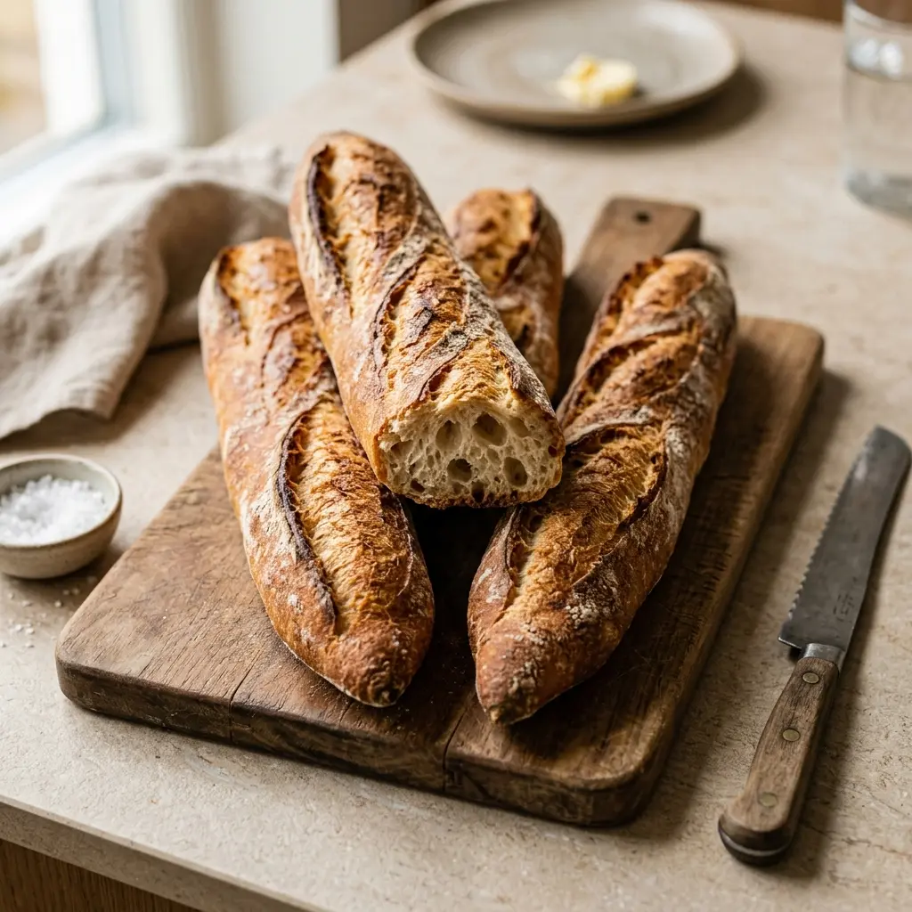 Serviervorschlag für Französische Baguettes frisch und appetitlich angerichtet