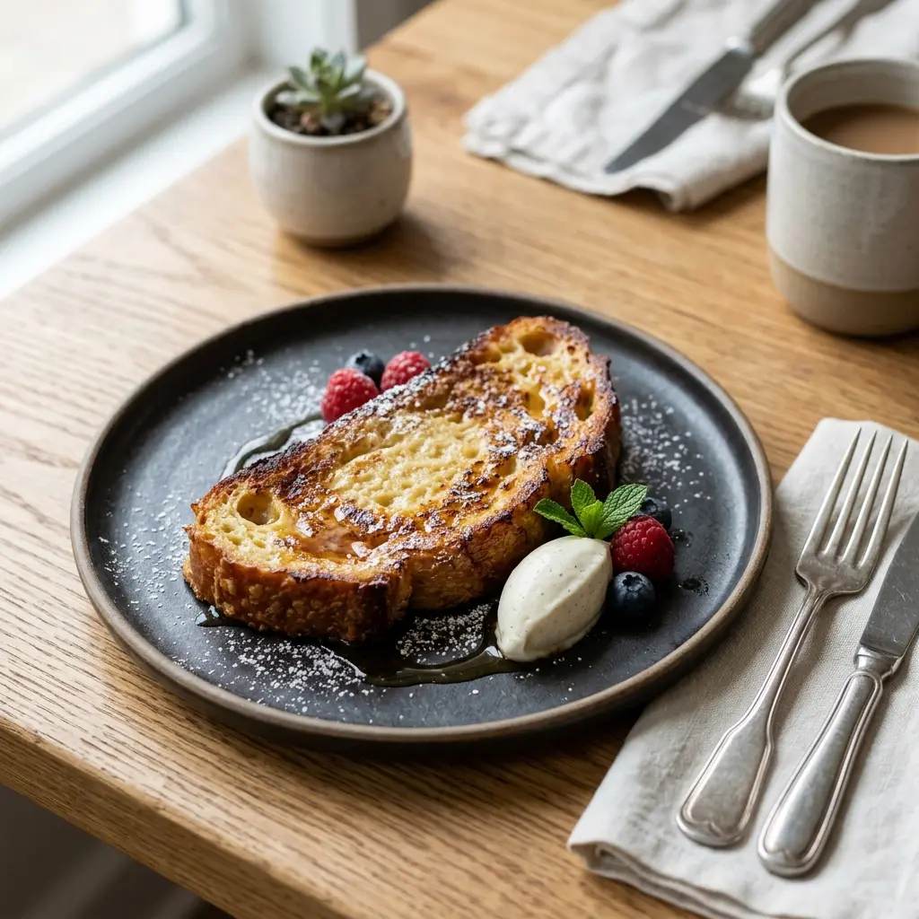 Serviervorschlag für French Toast frisch und appetitlich angerichtet