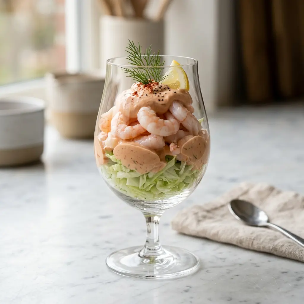 Garnelencocktail fertig als Gericht serviert