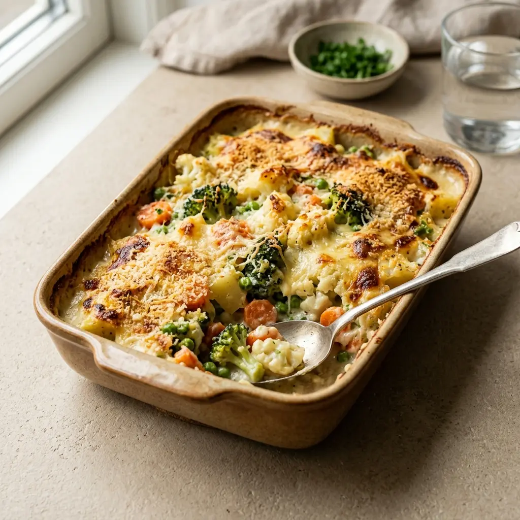 Gemüsegratin fertig als Gericht serviert