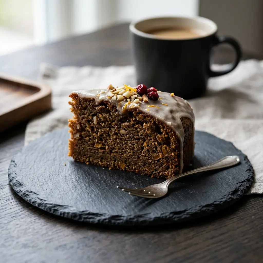 Gewürzkuchen als süßes und hausgemachtes Dessert serviert