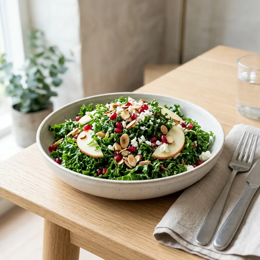 Frische Portion Grünkohlsalat mit ansprechender hausgemachter Präsentation