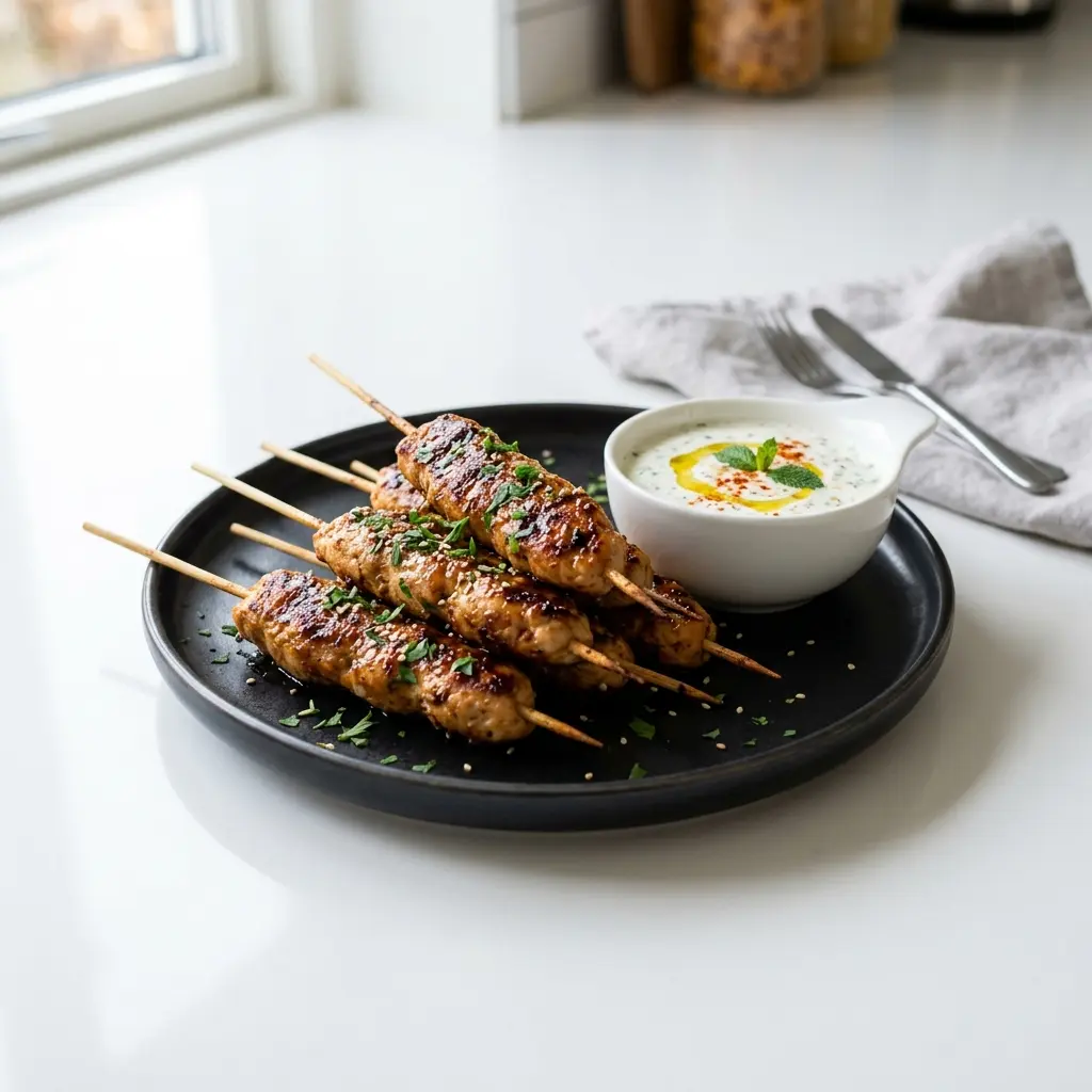 Hähnchensticks fertig als Gericht serviert