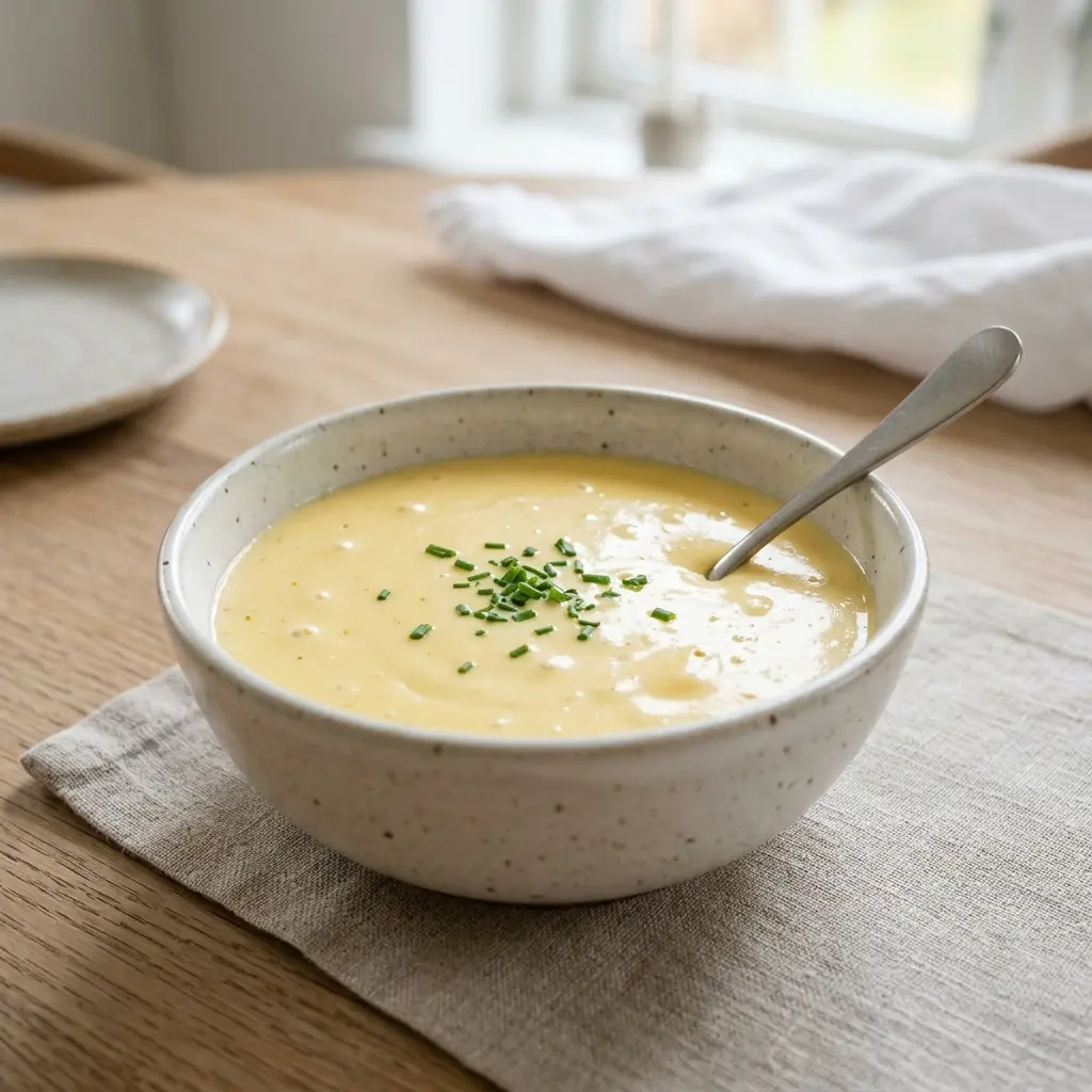Hausgemachte Hollandaise fertig als Sauce oder Dip serviert