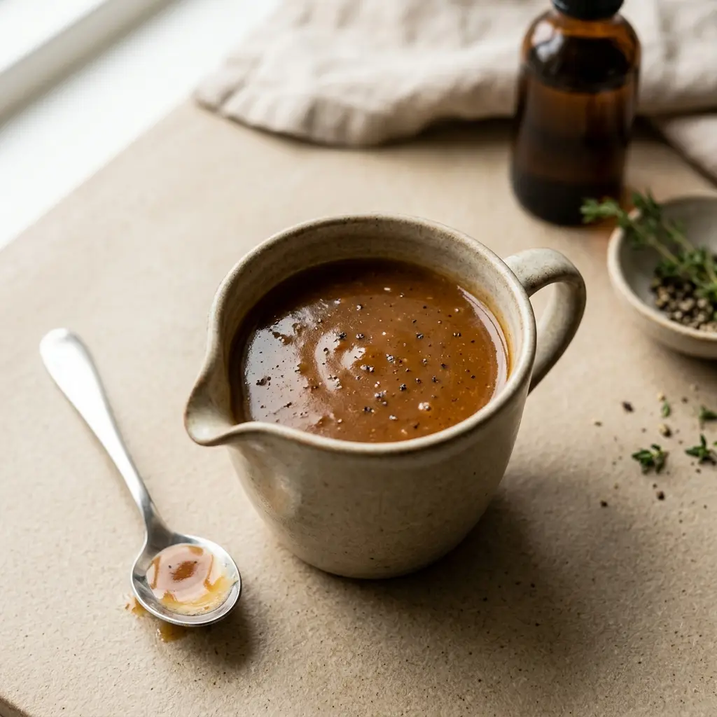 Eine Schale Hausgemachte Whiskysauce als geschmackvolle Beilage serviert