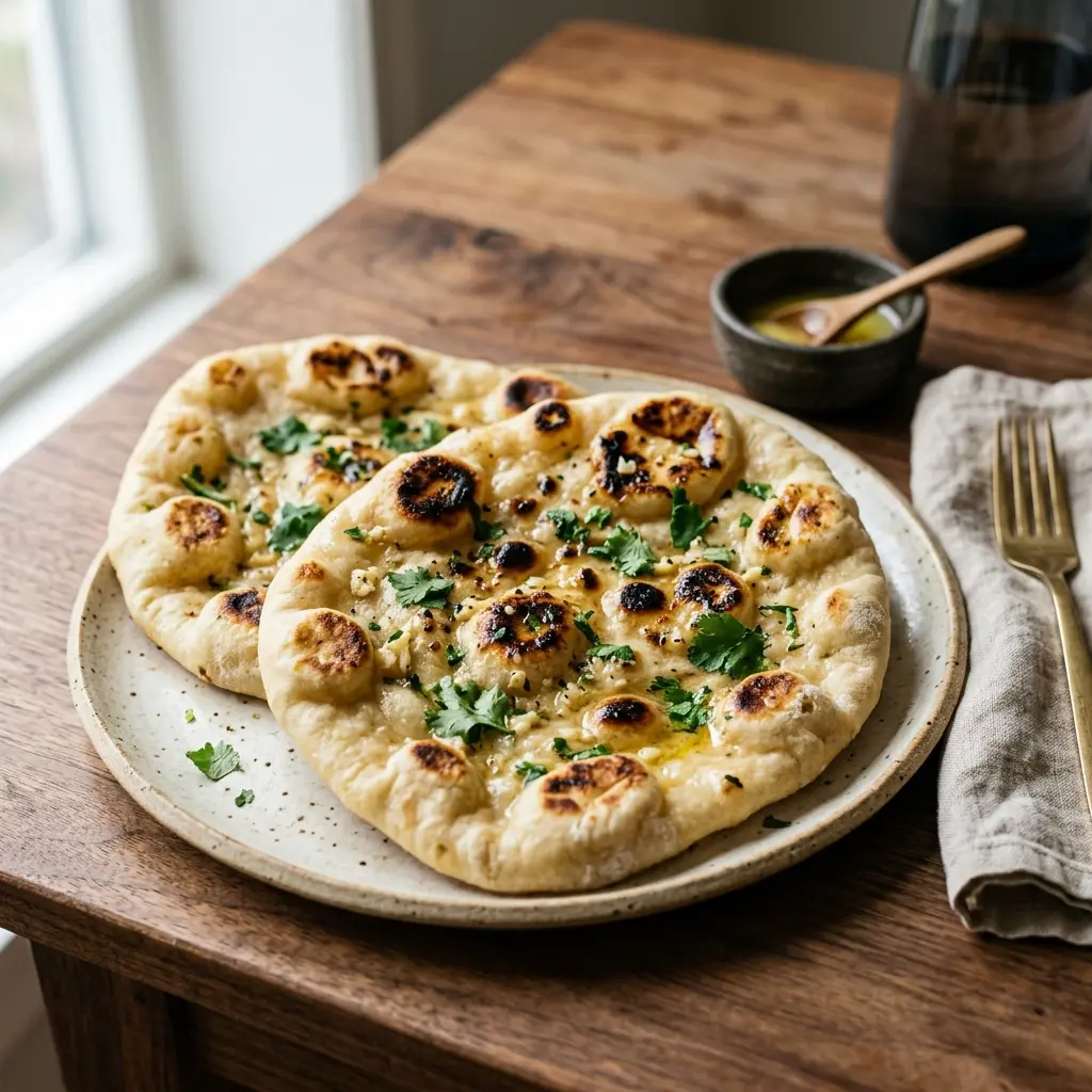 Indisches Naan fertig gebacken und serviert