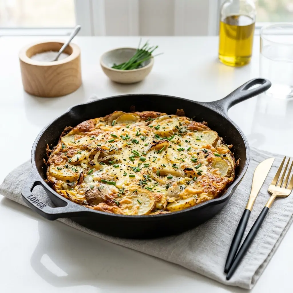 Kartoffelomelett fertig zum Frühstück serviert