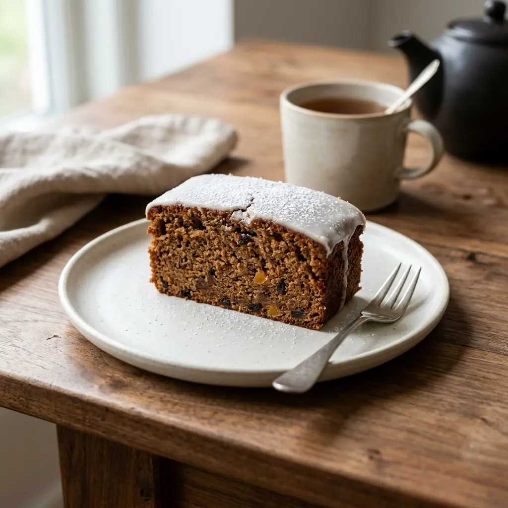 Klassischer Gewürzkuchen als süßes und hausgemachtes Dessert serviert