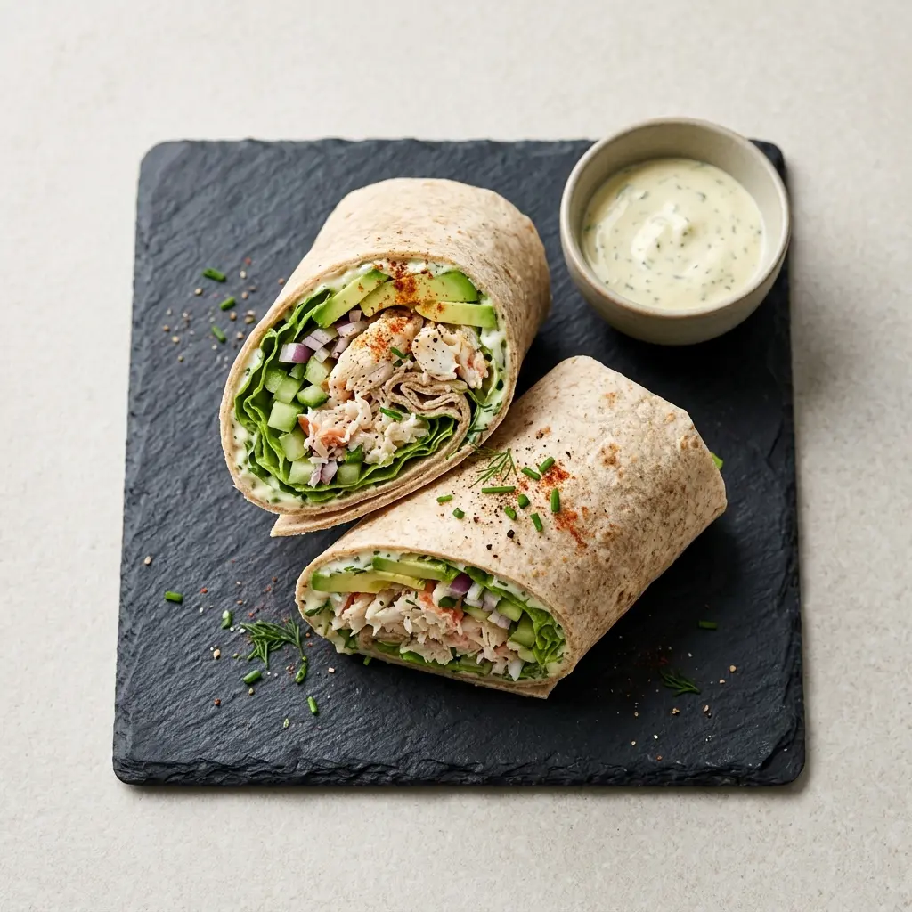 Krabben-Wrap fertig als Gericht serviert