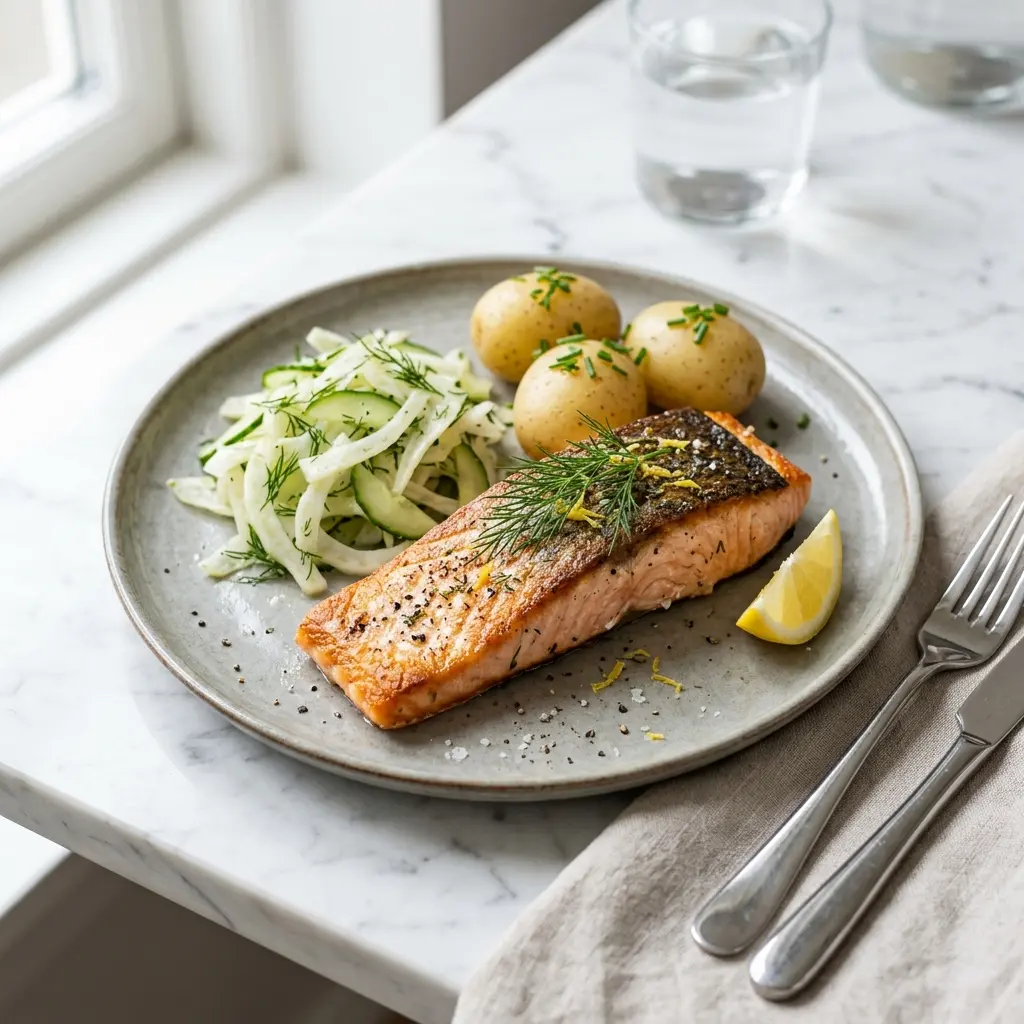 Lachs fertig als Gericht serviert