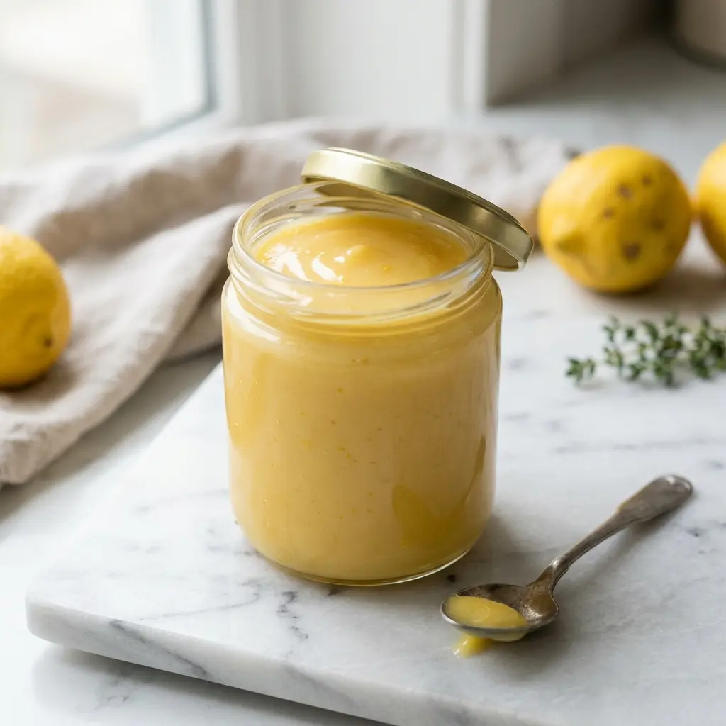 Lemon Curd fertig als Dessert serviert