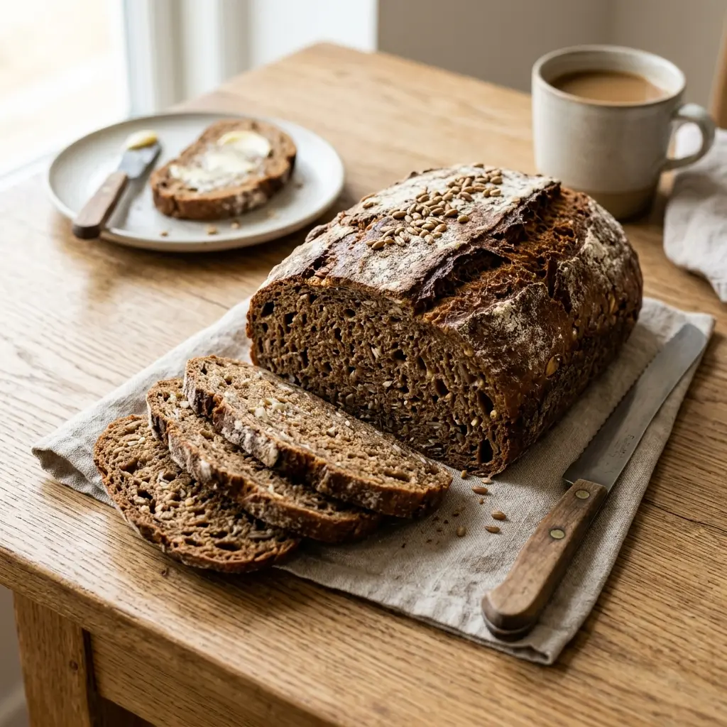 Serviervorschlag für Malzbrot frisch und appetitlich angerichtet