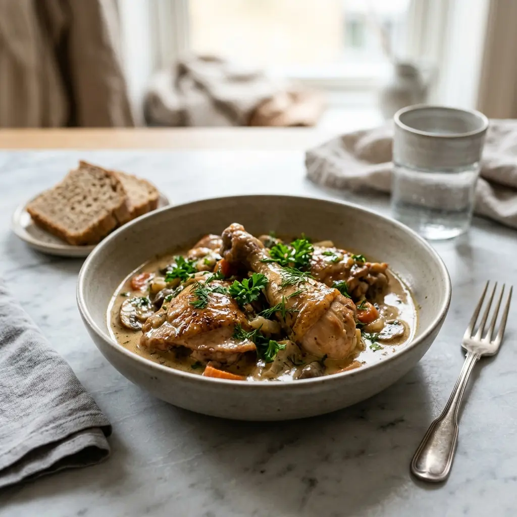 Omas Hähnchen fertig als Gericht serviert