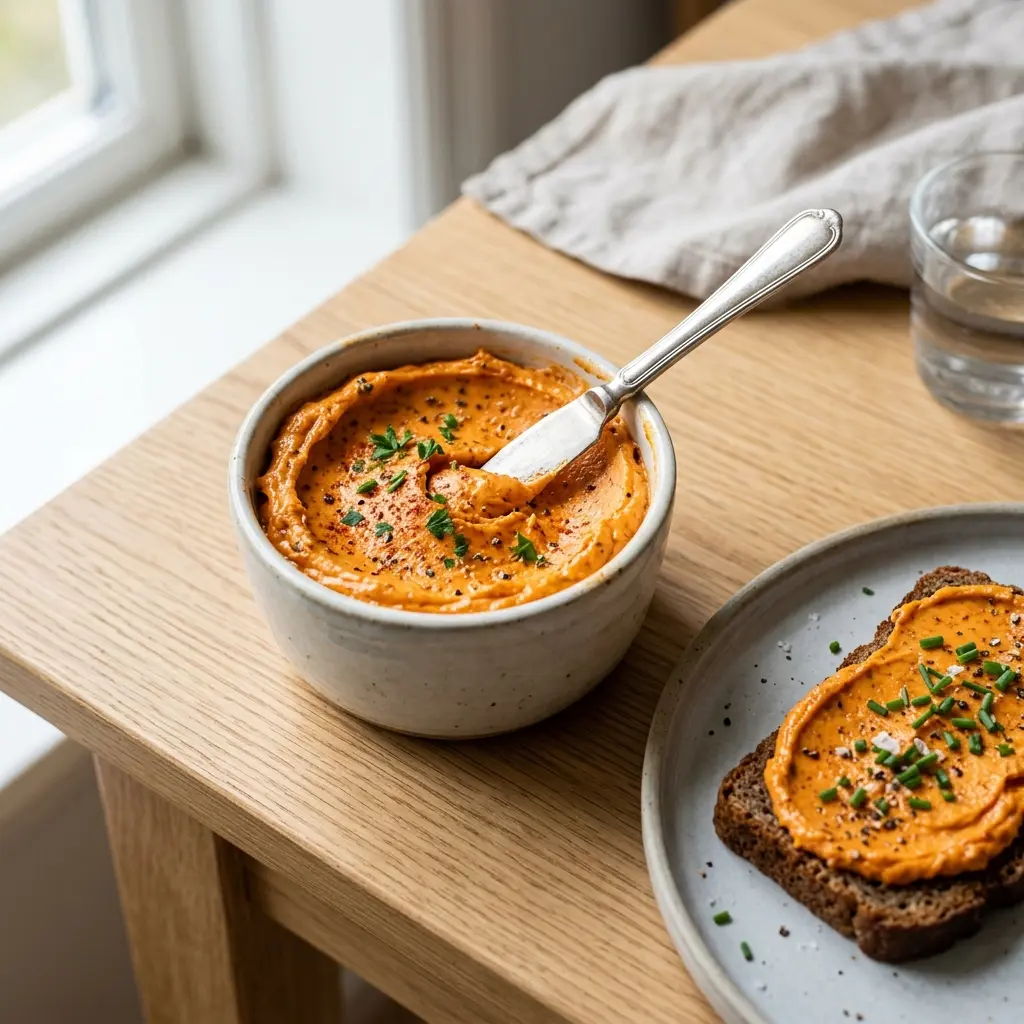 Paprikabutter fertig als Sauce oder Dip serviert