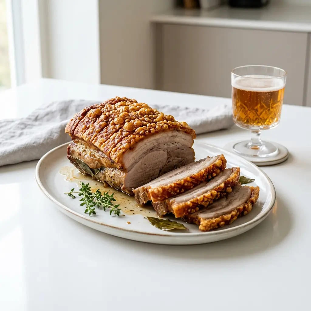 Rippenbraten aus dem Ofen fertig als Gericht serviert