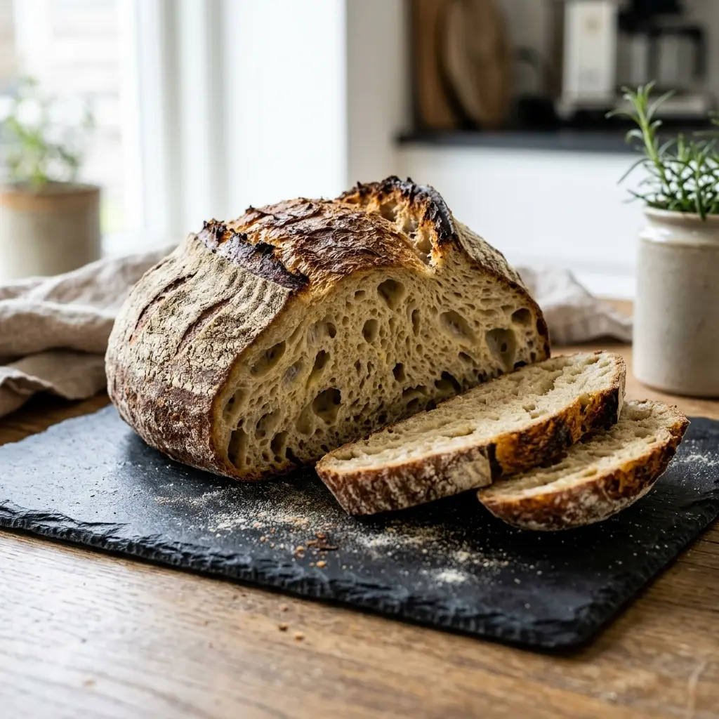 Serviervorschlag für Sauerteigbrot frisch und appetitlich angerichtet