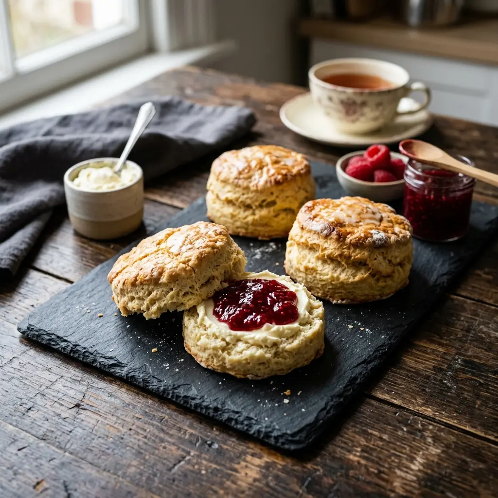 Serviervorschlag für Scones frisch und appetitlich angerichtet