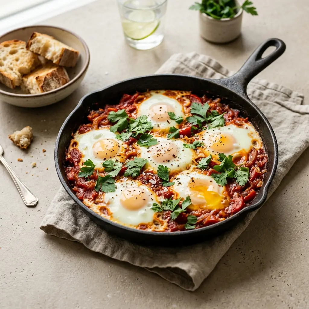 Shakshuka fertig als Gericht serviert