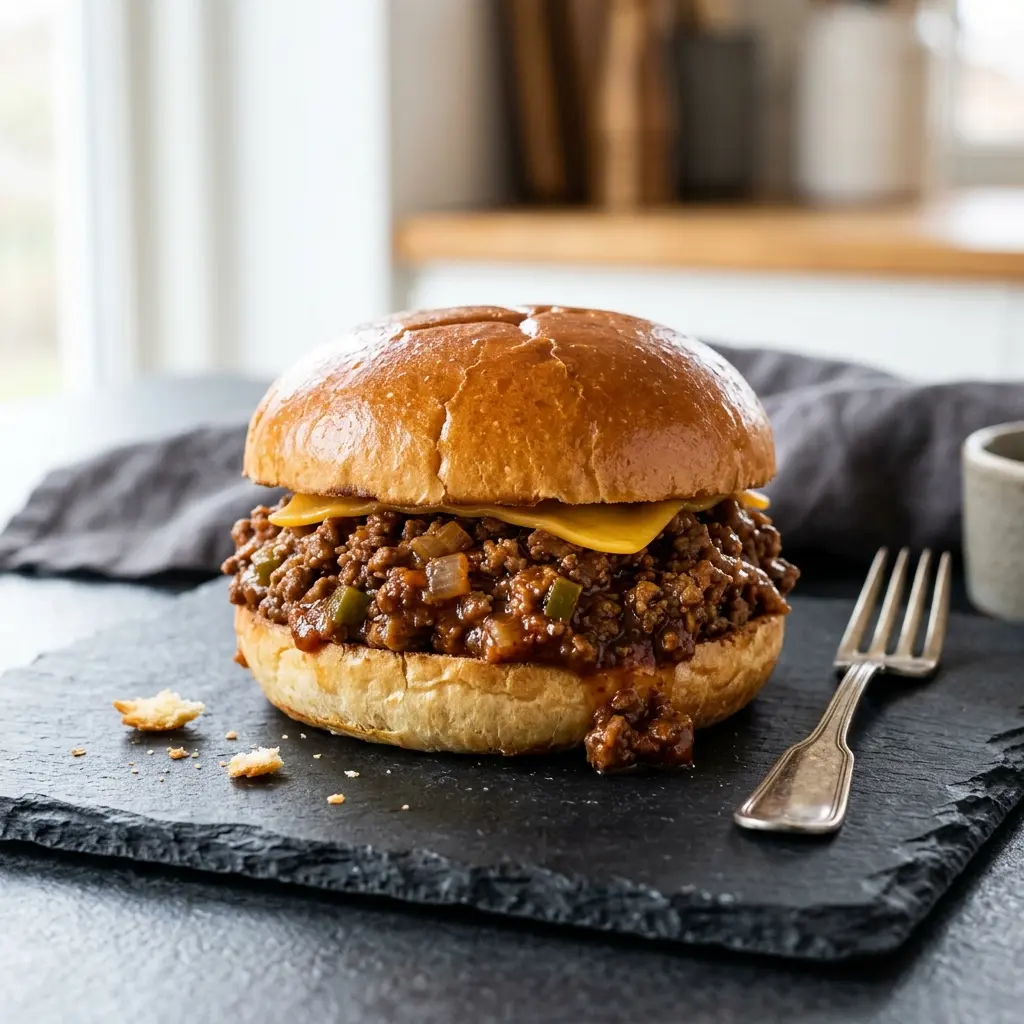 Sloppy Joe Sandwich fertig gebacken und serviert