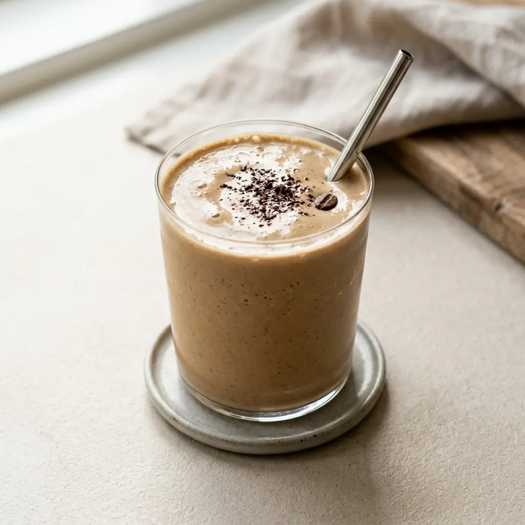 Ein Glas Smoothie mit Kaffee kalt und frisch serviert