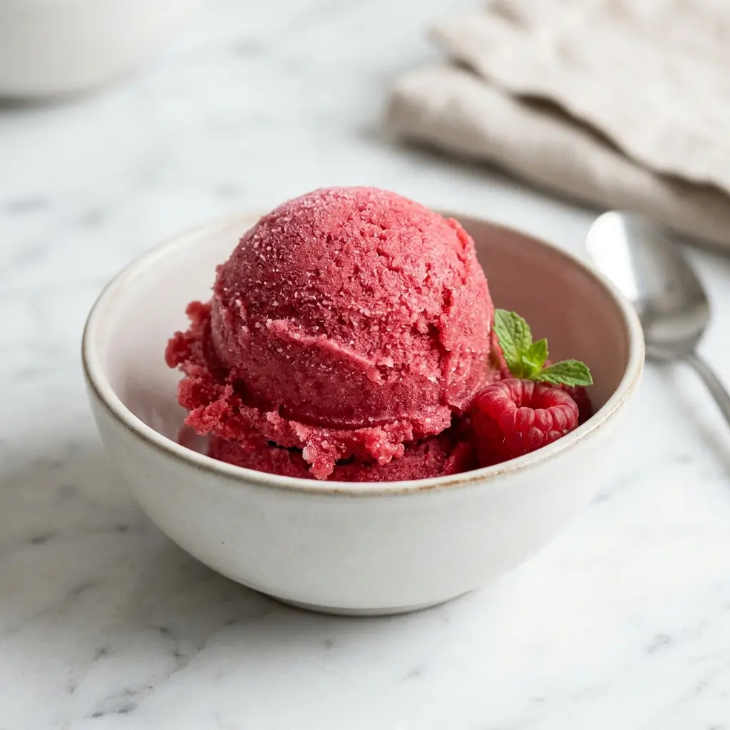 Sorbet als süßes und hausgemachtes Dessert serviert