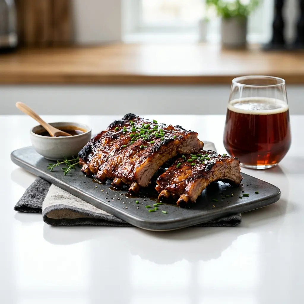 Spareribs aus dem Ofen fertig als Gericht serviert