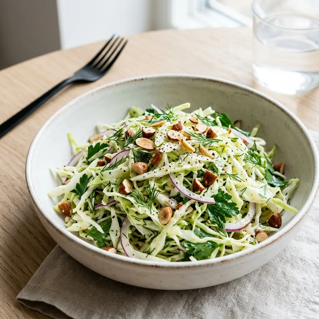 Frische Portion Spitzkohlsalat mit ansprechender hausgemachter Präsentation