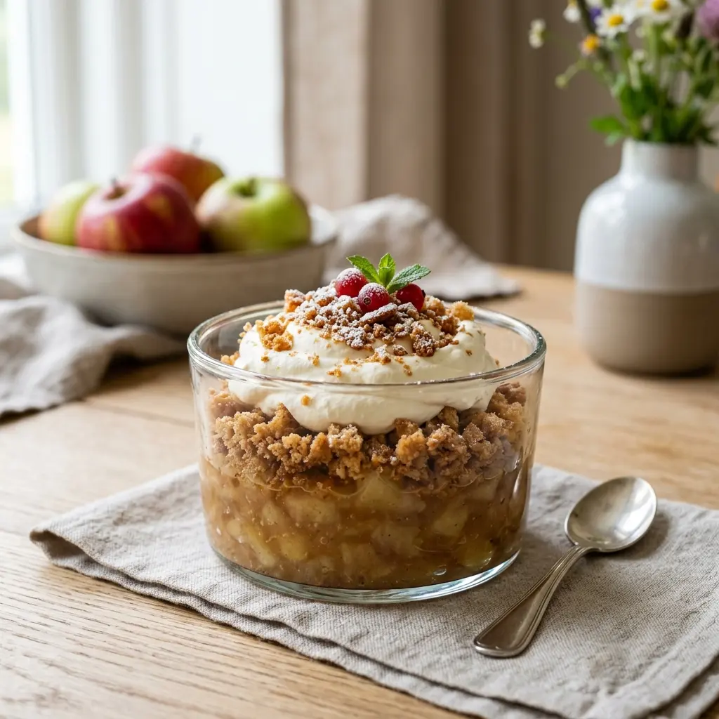 Traditioneller Apfelkuchen als süßes und hausgemachtes Dessert serviert