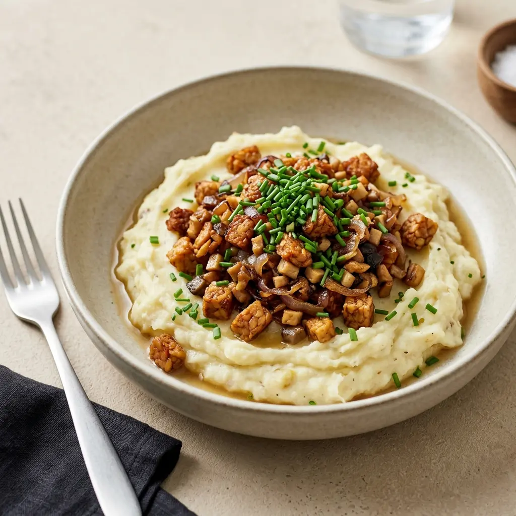 Vegetarische brennende Liebe fertig als Gericht serviert