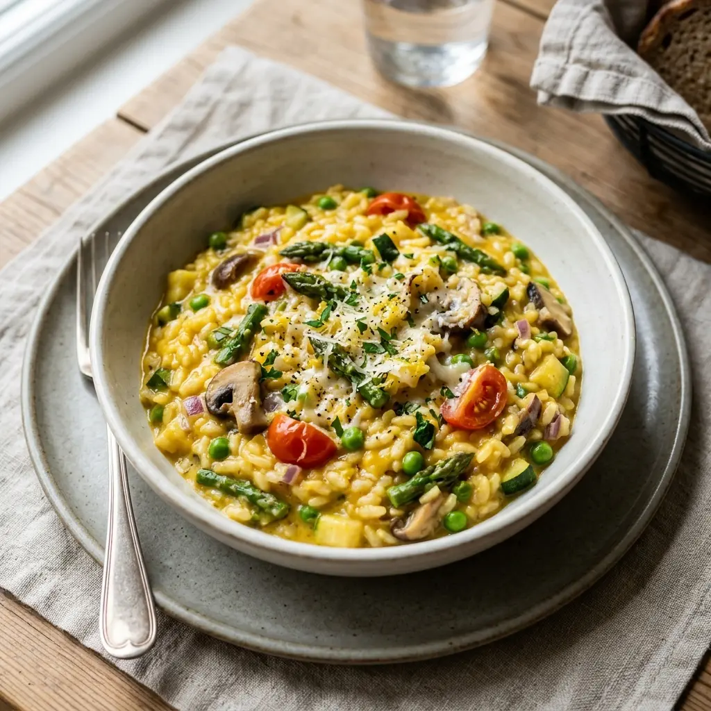 Vegetarisches Risotto fertig als Gericht serviert