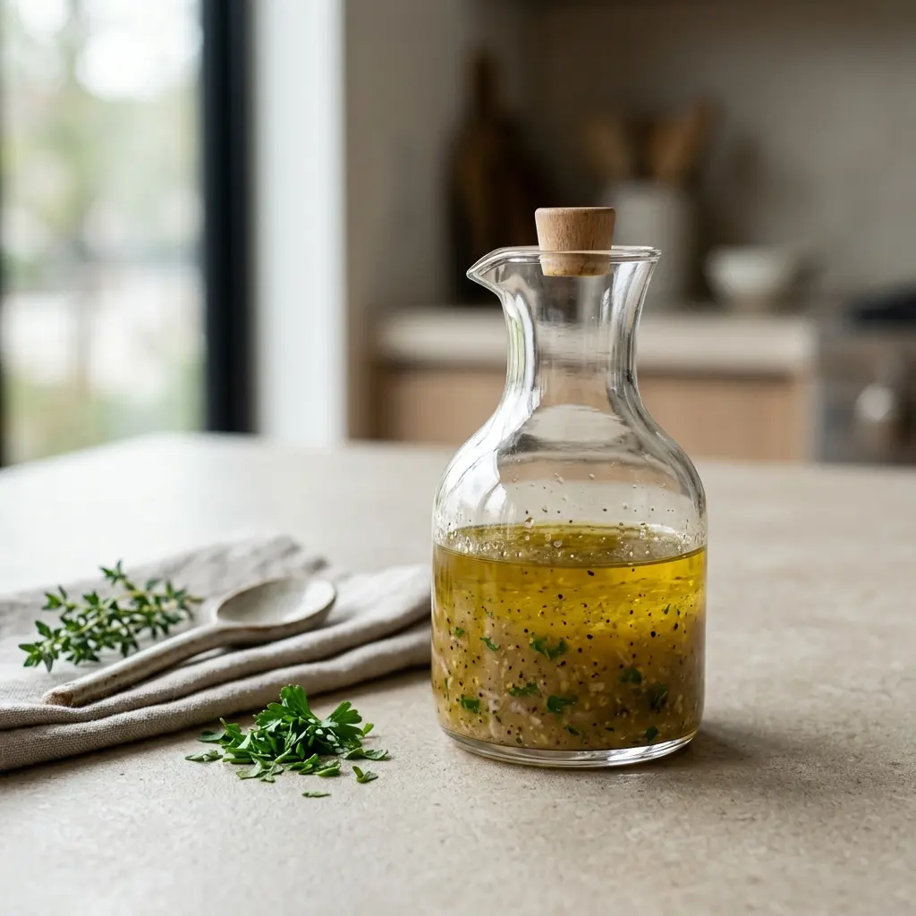 Eine Schale Vinaigrette als geschmackvolle Beilage serviert