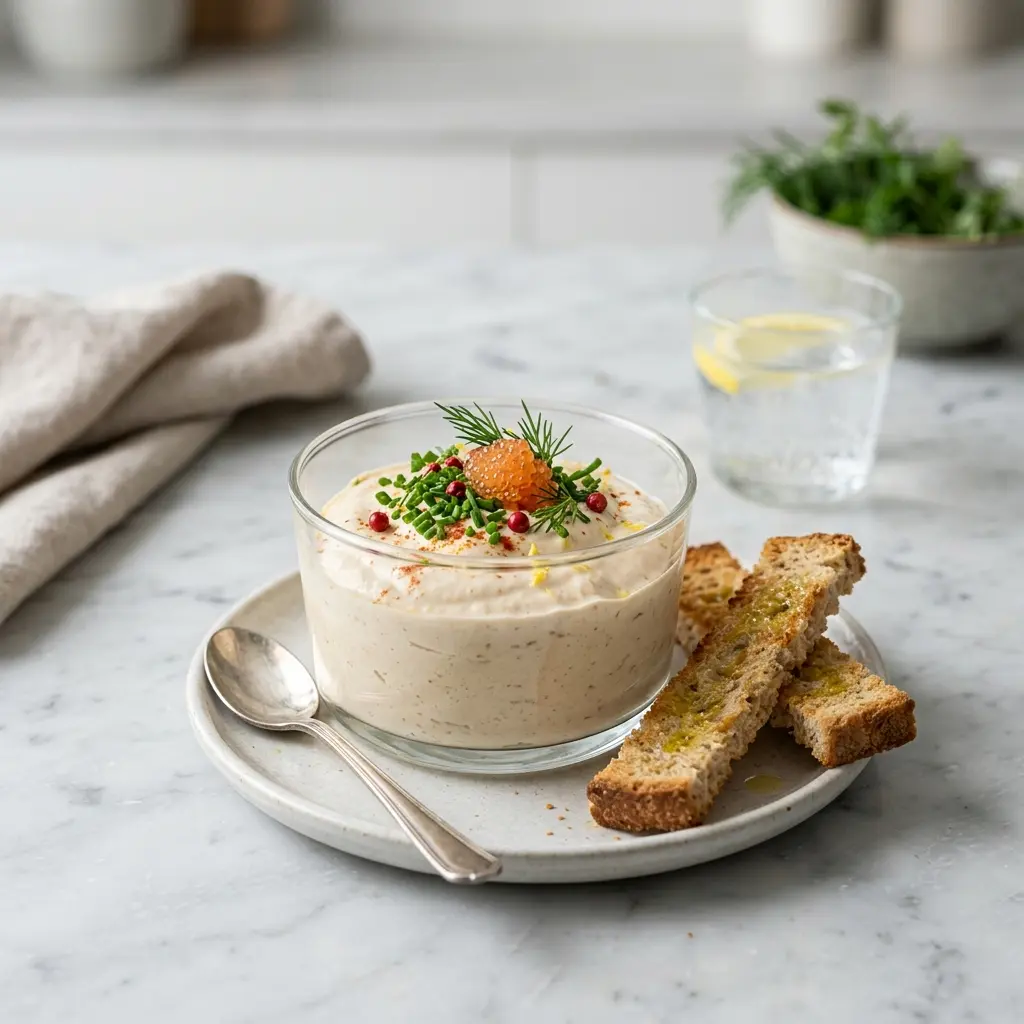 Vorspeise mit Thunfischmousse fertig als Gericht serviert