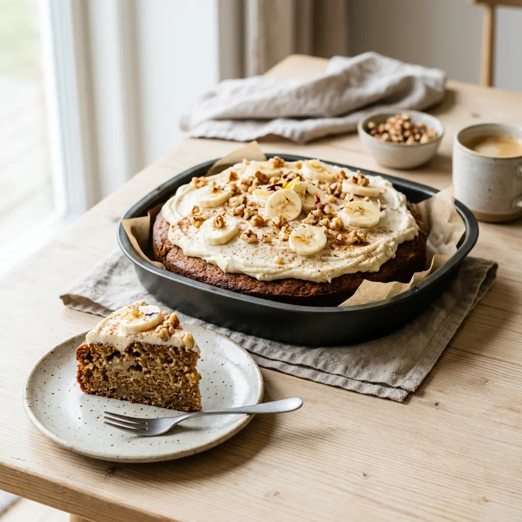 Foto von Bananenkuchen aus der Heißluftfritteuse fertig zubereitet in der Heißluftfritteuse