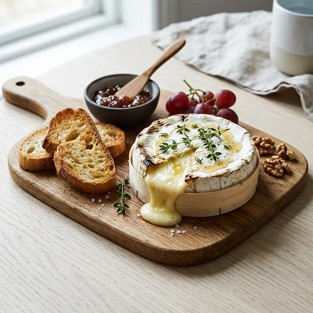 Foto von Brie aus der Heißluftfritteuse fertig zubereitet in der Heißluftfritteuse