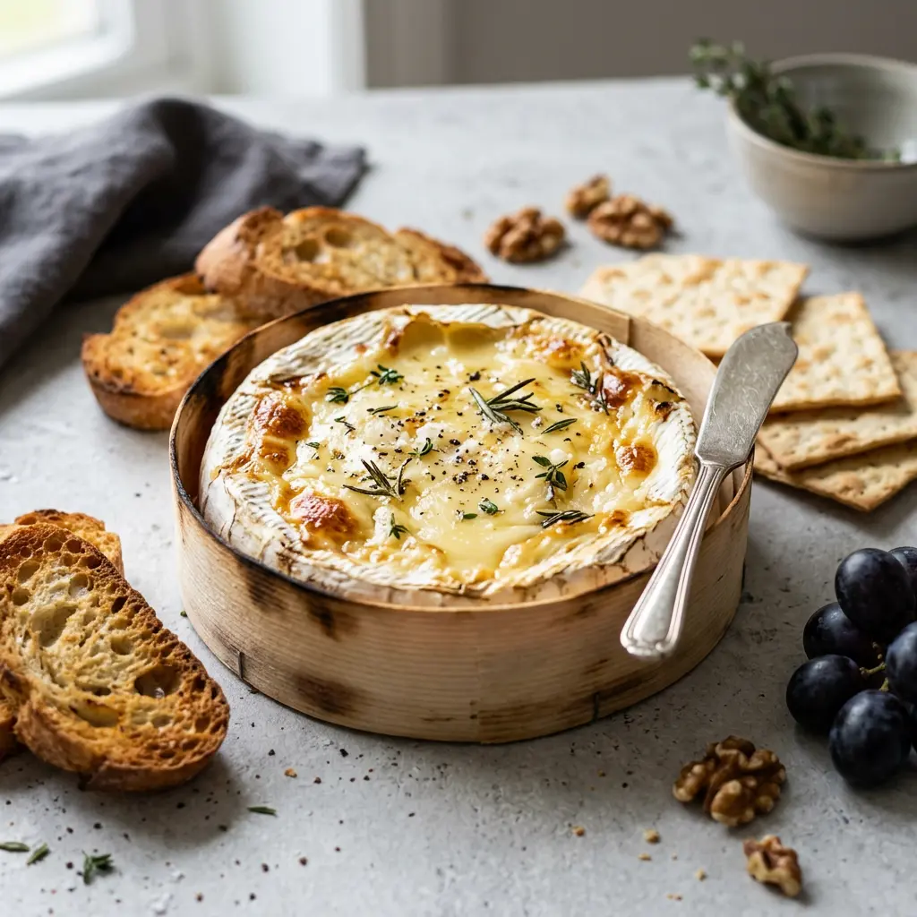 Foto von Camembert aus der Heißluftfritteuse fertig zubereitet in der Heißluftfritteuse