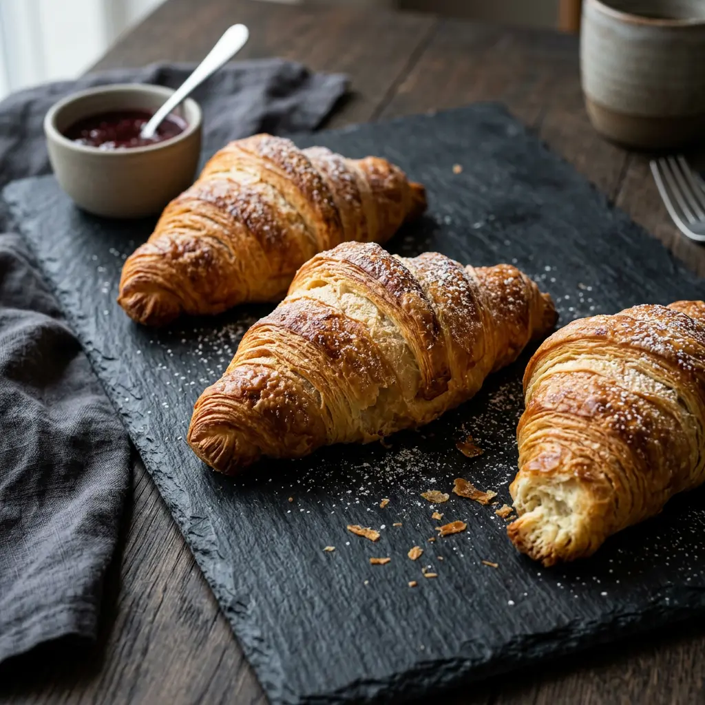 Foto von Croissants aus der Heißluftfritteuse fertig zubereitet in der Heißluftfritteuse
