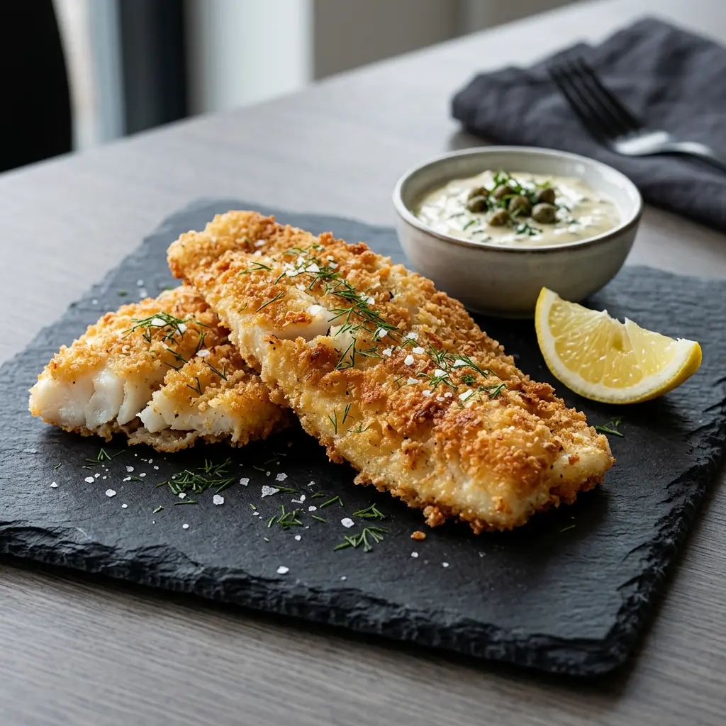 Foto von Fischfilets aus der Heißluftfritteuse fertig zubereitet in der Heißluftfritteuse