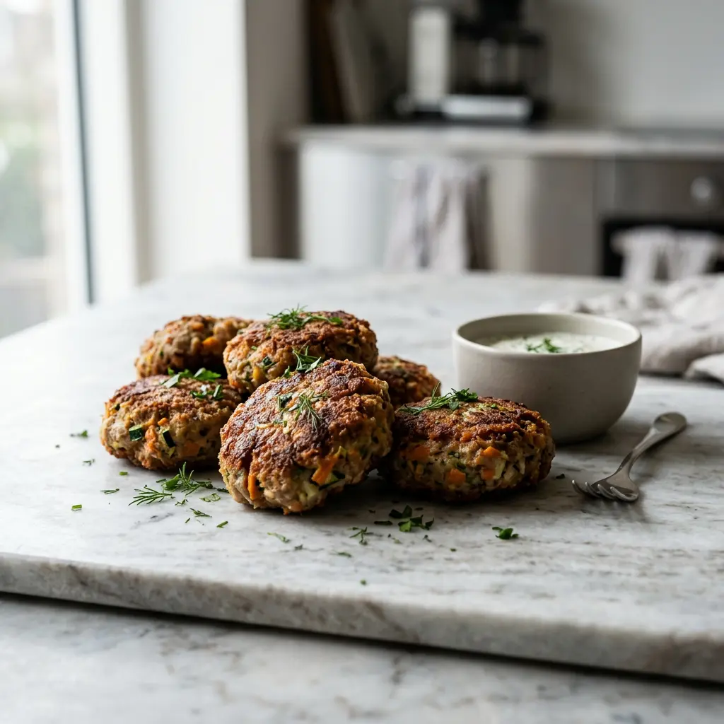 Foto von Gemüsebratlinge aus der Heißluftfritteuse fertig zubereitet in der Heißluftfritteuse