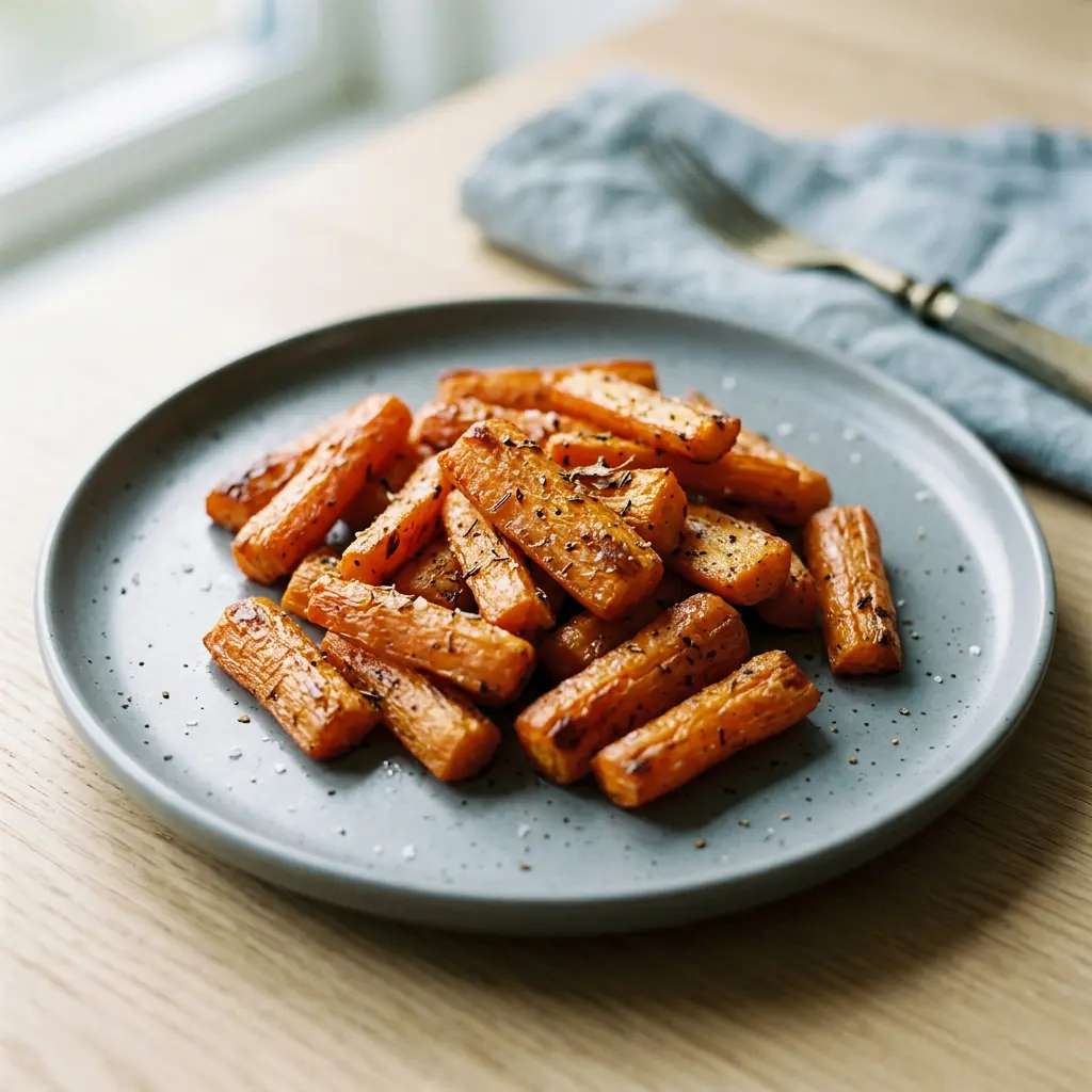 Foto von Karotten aus der Heißluftfritteuse fertig zubereitet in der Heißluftfritteuse