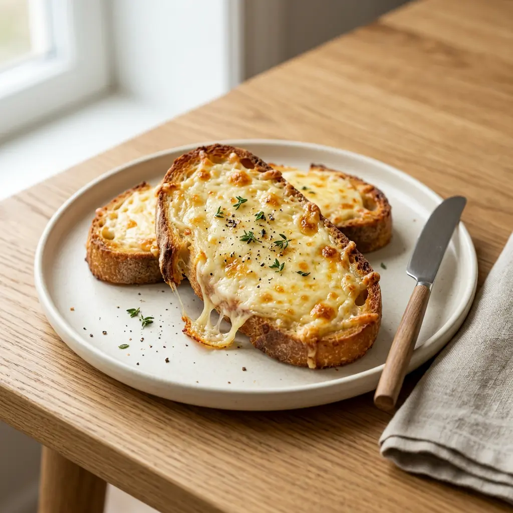 Foto von Käsetoasts aus der Heißluftfritteuse fertig zubereitet in der Heißluftfritteuse