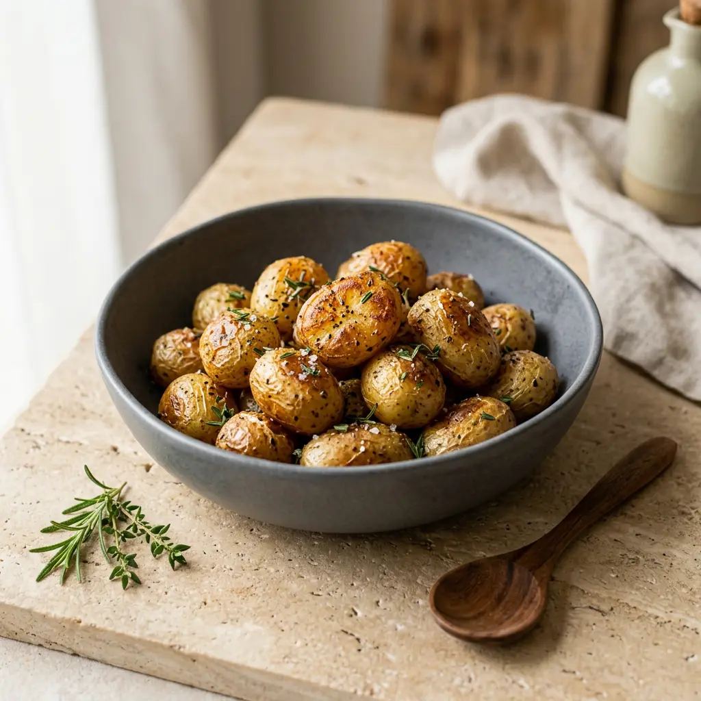 Foto von Minikartoffeln aus der Heißluftfritteuse fertig zubereitet in der Heißluftfritteuse