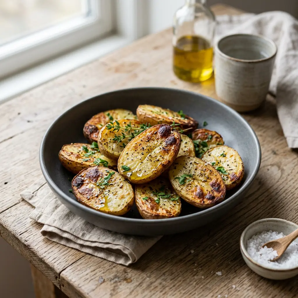 Foto von Ofenkartoffeln aus der Heißluftfritteuse fertig zubereitet in der Heißluftfritteuse