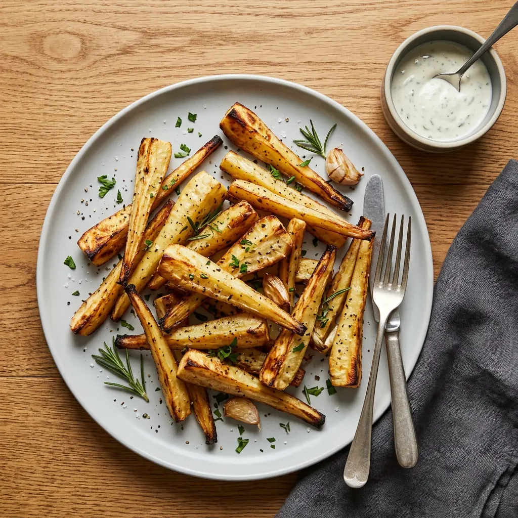 Foto von Pastinaken aus der Heißluftfritteuse fertig zubereitet in der Heißluftfritteuse